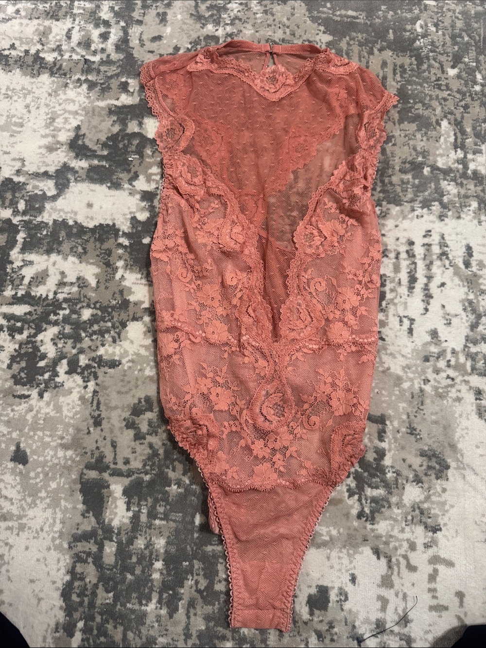 Victoria's Secret Coral Lace Sheer Bodysuit